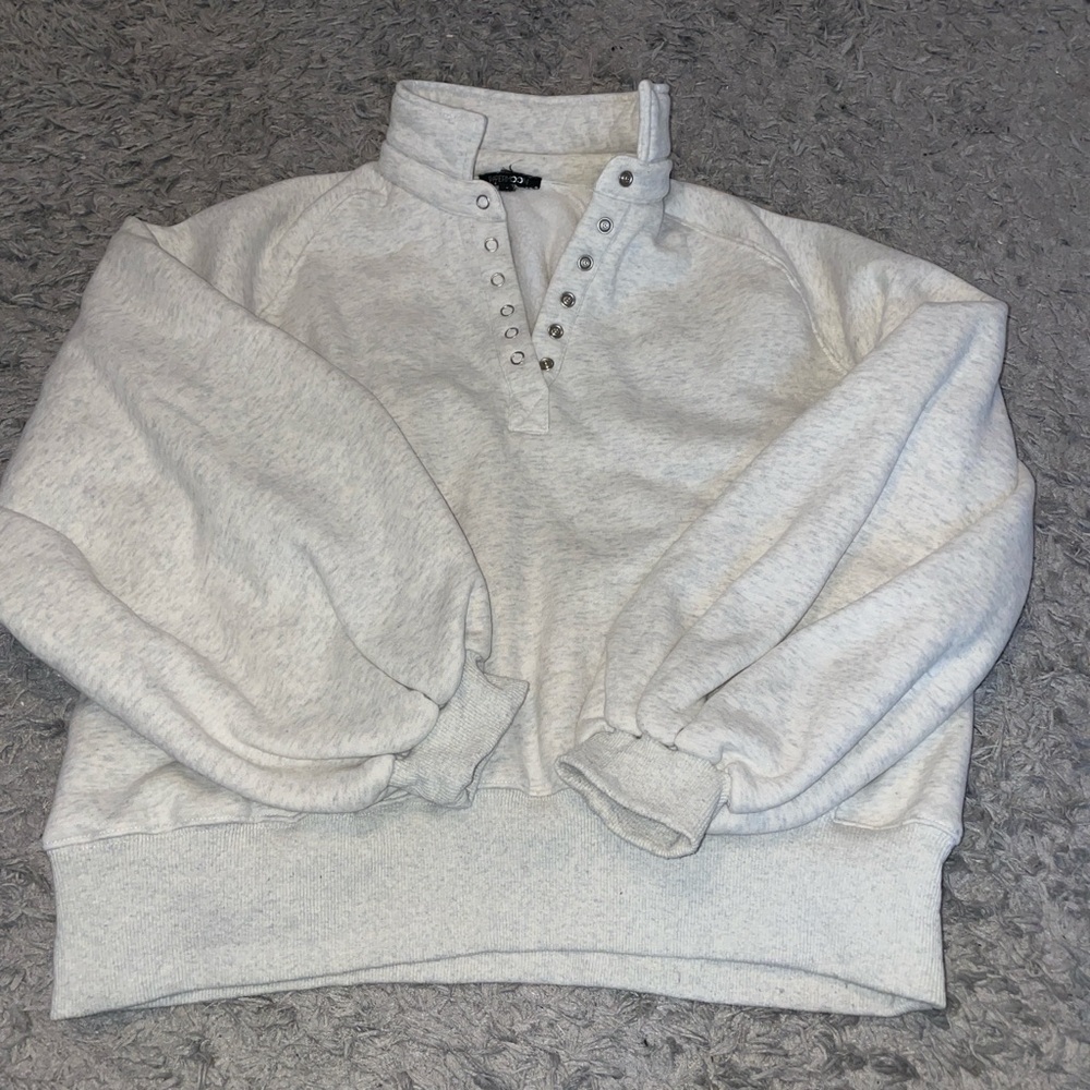 Grey Puffer Sleeve Crewneck